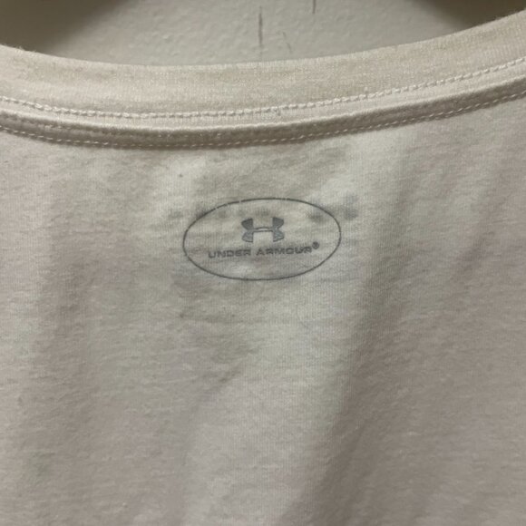 Under Armour Heatgear Short Sleeve T-shirt Cream White Women's Size Medium - Picture 3 of 8